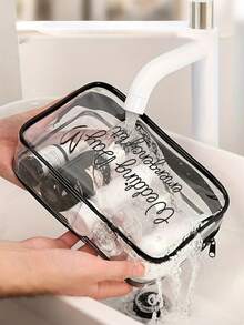 1件装新娘婚礼应急化妆包 - 个性化涤纶化妆包，轻便拉链收纳袋，可机洗，不易褪色，可折叠 - 时尚白色洗漱包，化妆品收纳袋，透明化妆包，洗漱袋，旅行化妆包，度假必备，女士旅行礼物 - 彩色 - 查看 3