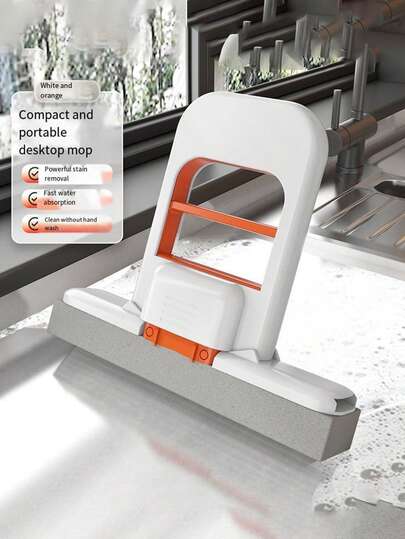 1 cây lau nhà để bàn gấp gọn - Cây lau nhà bọt biển di động phù hợp cho không gian nhỏ, phòng tắm, nhà bếp, mặt bàn và gạch men - Có thể lau ướt và lau khô, với rãnh sâu và đầu lau có thể thay thế.