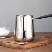 Olla de acero inoxidable para derretir mantequilla y leche – Mango largo resistente al calor – Báscula integrada – Versátil para derretir chocolate, hervir azúcar, preparar café, calentar leche o mantequilla - Plateado - Ver 3