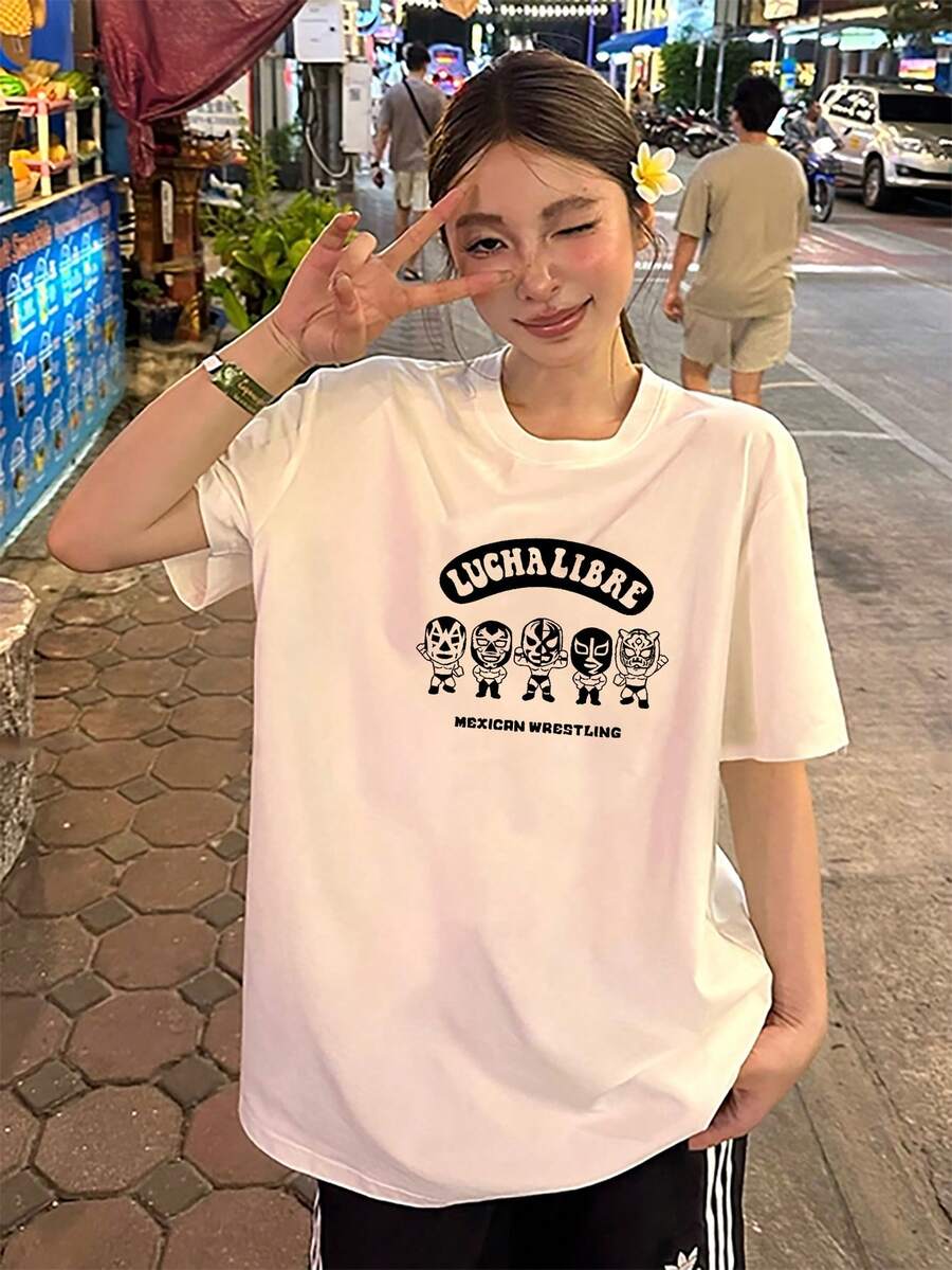 Short-Sleeved T-Shirt For Women, Summer, Round Neck, Loose Top - White - View 1