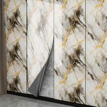 1卷大理石纹自粘墙纸 - 奢华金色大理石纹自粘墙纸，防水、防油、防污、可移除，适用于厨房台面、浴室 - 奢華金 - 查看 3