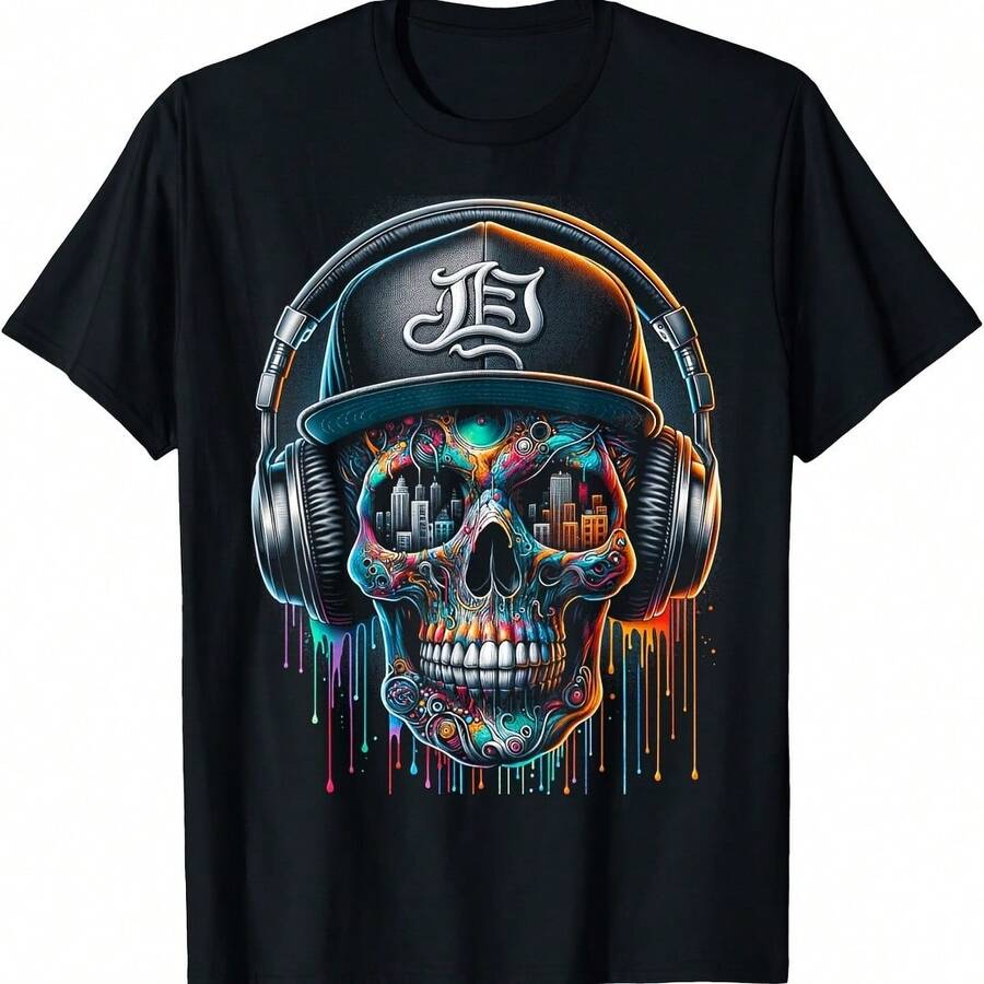 Dping Paint Skull Wo XS - 6XL Graphic T-Shirt - 藍色 - 查看 1