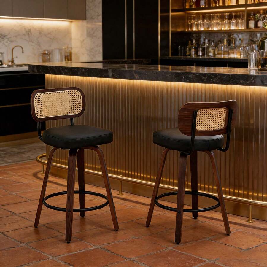 Barstools - Black + PU Leather + Foam-1 - View 1