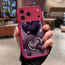 Heart-shaped pattern For  Moto E40 32 30 22 13 DGE60 50 PRO G85 84 75 55 54 53 45 35 34   32 30 24 23 22 20 15 14 13 10 FUSION Vivo Y100 78 78M 78T1 77T 36 30 E PR0   LITE 28E 28 27 S 27 18 17 11 Thickened Shockproof, Premium Silicone, Trendy   Creative Soft Shell - Patrón en forma de corazón - Borgoña IJXEEY - Ver 4