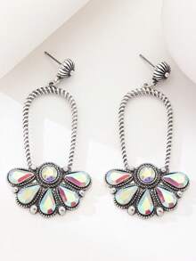 1对复古几何不对称绿松石吊坠耳环，欧美风格，女士款 - 耳飾 - 查看 6