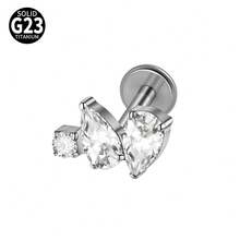 1件装 Cz 叶子 G23 纯钛耳骨耳钉 16G 内螺纹锆石蝴蝶耳廓耳屏穿刺饰品 - 如圖 - 查看 20