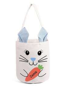 Canasta de Pascua personalizada con el nombre del niño, Canasta de Pascua de conejo personalizada, Canasta de Pascua con combinación de letras, Regalo para niños y niñas, Canasta de dulces para niños - Multicolor 15 - Ver 6