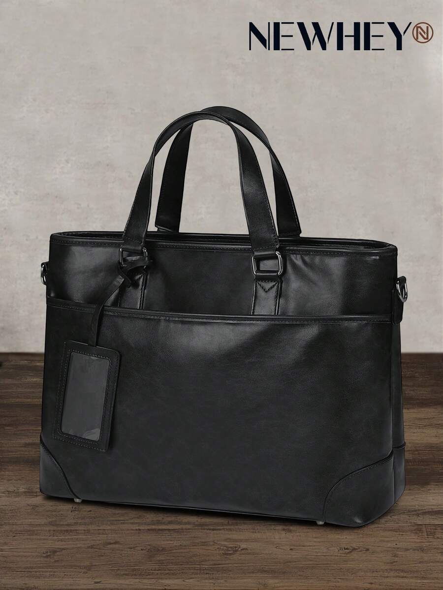 NEWHEY 15.6 Inch Men's Business Briefcase, Large Capacity, Job Interview Bag, Leather Water-Resistant, Dual-Way Commute - Multicolor - View 1