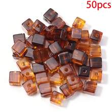 10-100颗琥珀色扎染亚克力珠,形状各异,复古风格DIY串珠材料,适用于珠宝制作、手链/项链/耳环、工艺品、钥匙扣、手机挂绳、配饰、服装和包包装饰 - 琥珀色 - 查看 19