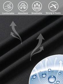 Men's Minimalist Long Sleeve Sweatshirt, With Adjustable Drawstring And Graphic Print Details, Men's Elastic Comfortable Casual Training Top, Men's Sports Fitness Shirt, Men's Breathable Casual Long Sleeve Hoodie, Suitable For Outdoor Sports, Ball Sports, Training, Jogging And Other Scenarios - Black - View 10