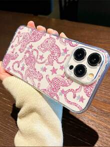 1pc Fashionable Leopard & Star Collage Graphic Transparent TPU Full Body Shockproof Anti-Fingerprint Phone Case, Compatible With Galaxy/Compatible With IPhone 17/17 Pro/17 Pro Max, 16/16 Pro/16 Plus, 15/15 Pro Max/15 Pro, 11/12/13/14 Pro Max, 11 Pro/11 Pro Max, 12 Pro/12 Pro Max, 13 Pro/13 Pro Max, 14 Pro/14 Pro Max, Stylish & Creative - Multicolor - View 2