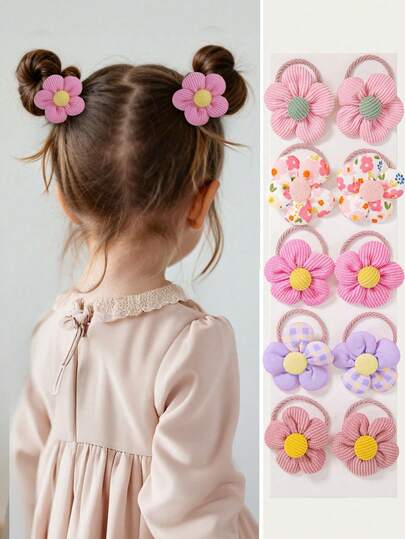10 sztuk/opakowanie nastoletnich dziewcząt, materiałowe kwiatki, słodkie księżniczki, gumki do włosów, akcesoria do włosów, nie niszczą włosów