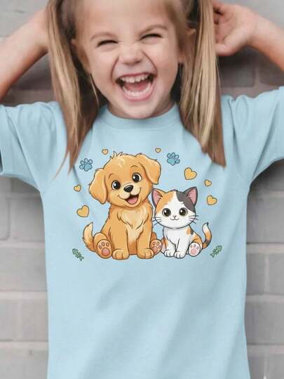 Camiseta Infantil feminina e camisa feminina print gráfico, todas as estações, para todas ocasiões kids promoções