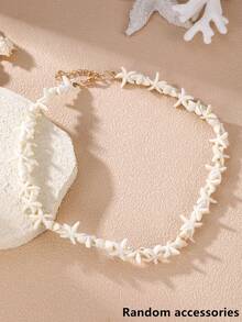 1/3pcs Fashionable Bohemian Beach Ocean Series Pearl Seashell Starfish Beaded Necklace Set, Women Everyday & Holiday Accessory - Multicolor - View 12