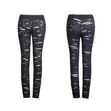 Distressed Gothic Punk Visual Leggings - Black - View 7