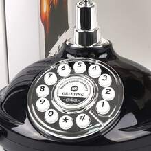 Teléfono de estilo vintage con cable, , nuevo diseño de teléfono fijo de estilo retro, recoger bendiciones teléfono antiguo decoración de boda, libro de mensajes vintage de alta calidad, buzón de voz, adecuado para bodas, cumpleaños, graduaciones, ceremonias de mayoría de edad, fiestas de jubilación y talla grande - Negro - Ver 4