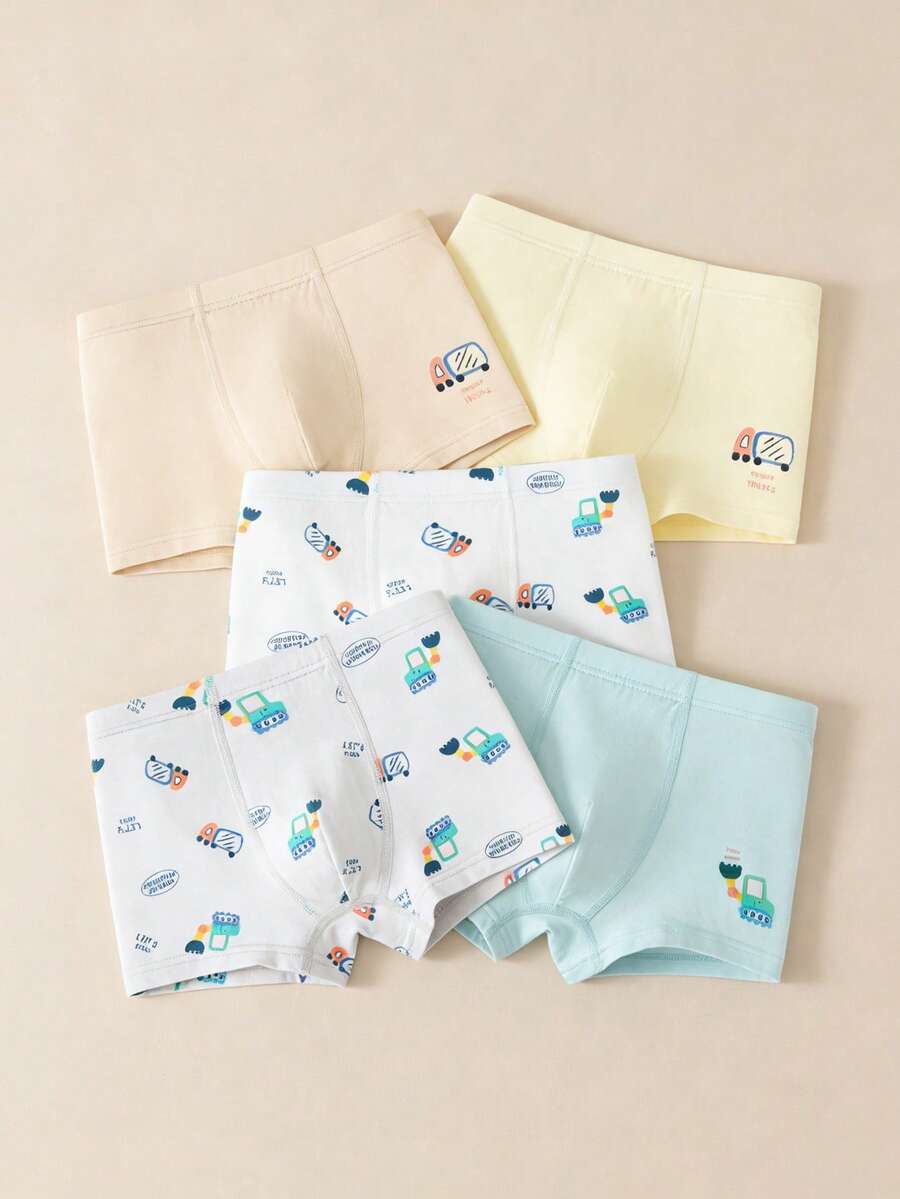 5pcs/Pack Mini Bala Young Boy Soft Breathable Comfortable Seamless Briefs - Light Yellow - View 1