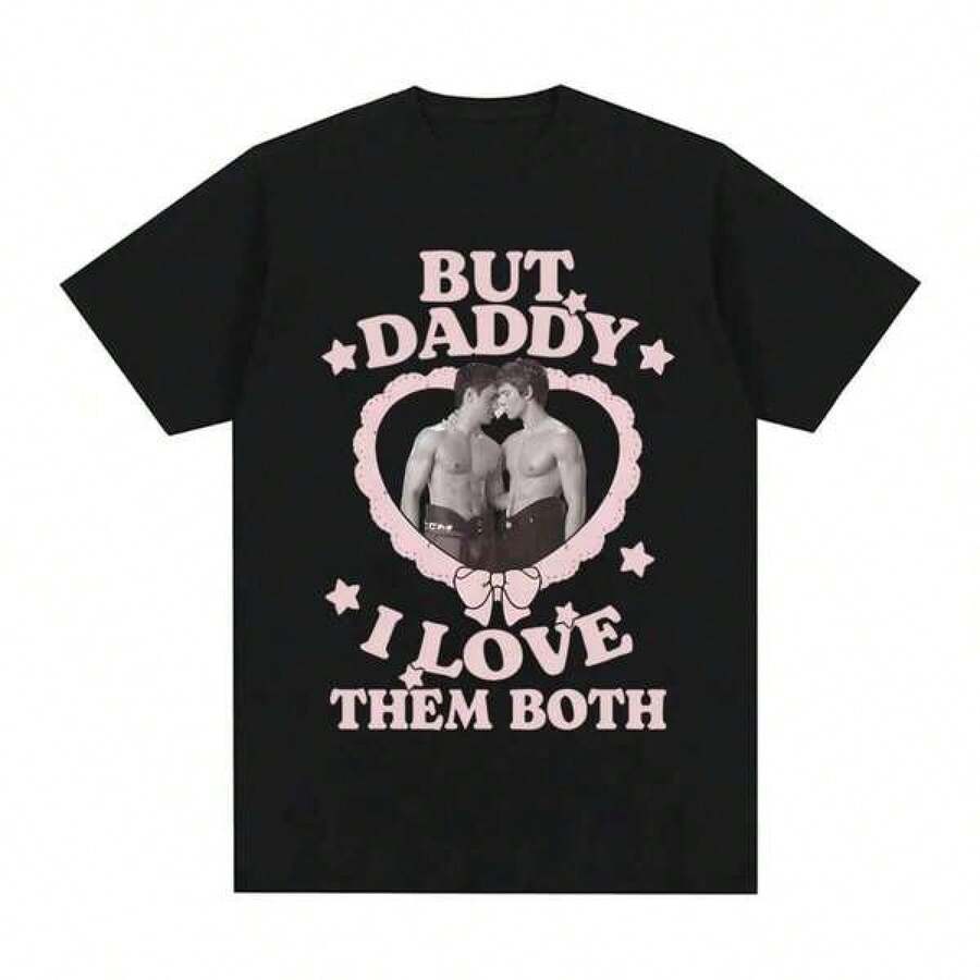 Men's Heated Rivalry Pattern Cotton T-Shirt, Valentines Gifts, Heated Rivalry, Mardi Gras, Heated Rivalry Hockey But Daddy I Love Them Both Shirt 2026 NEW Cotton Comfortable TEE Casual High Quality Round Neck Soft Tees Regular Fit, Breathable Material, Long-Lasting Wear, Exhibition Clothing Perfect Holiday Gift For Men And Women, Streetwear Short Sleeve Round Neck Top Must-Have For Fashion Enthusiasts, Essential Shirt For Fans, Benito Bowl Outfit, Gift For Benito Bowl Fans - 黑色 - 查看 1