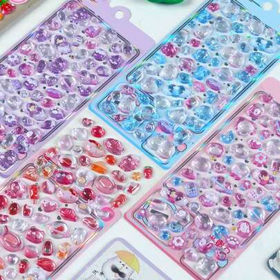 Cute 3D Candy, Cat, Heart, Star Shaped Stickers, Suitable For Crafts, Scrapbooking, Decorations