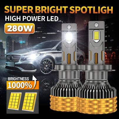 HYNBYZJ 2 piezas H4 H7 LED CANBUS 280W H11 LED Faros delanteros H1 H3 9005 HB3 9006 HB4 9007 HB5 9008 H13 9012 6000K Foco de alta potencia para automóvil 12V