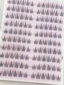 120 Clusters Of False Eyelashes, Transparent And Naturally-Looking Segmented Self-Adhesive C-Shaped Curled False Eyelashes - Black - View 5