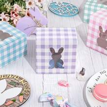 5pcs/10pcs/30pcs Easter Plaid Rabbit Window Bread Box, 4*4*2.5in Cookie Box With Window, For Cake, Pastry, Chocolate, Cookies, Party, Birthday Party, Easter Holiday Party, Gathering Gift Packaging Box, Tart Packaging Box - View 6