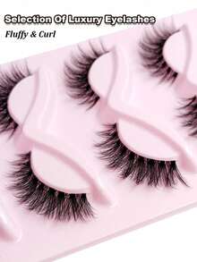5 Pairs Of Natural Looking Fake Mink Eyelashes With Transparent Bands, Slim Crossed Fluffy Eyelashes, Full Eyelash Stripes - Black - View 5