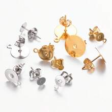 KMEOSCH 160pcs Stainless Steel Flat Earring Studs, Low Allergy Earring Posts With Butterfly Clutches And Rubber Backs, Suitable For Jewelry DIY Crafting - Round Flat Stud Earrings - View 3
