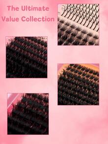 680PCS/1360PCS Extra Dense And Fluffy Wispy False Eyelashes, T50/80D/100D/120D Lash Cluters, Mixture Of Spikes, Faux Mink Lashes, 0.07mm D-DD Curl, 0.31-0.63inch Mixed Length, Thick Lash Clusters, Natural & Soft, Suitable For Any Style, Reusable Makeup Accessories Lash Clusters, Eyelash Clusters, Individual Eyelashes, Fake Lashes, With Lash Glue, Tweezers & Brush, Perfect For Valentine's Day, Mardi Gras, Festive Glam Beauty - Black - View 7