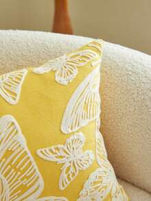 1pc 3D Butterfly Embroidery Decorative Throw Pillow Case, Home Decor Suitable For Living Room, Bedroom, Party And Various Environments, Spring/Summer - Yellow - View 11