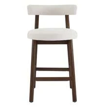 MERAX 26.77" Seat Height, Modern Rubber Wood & Fabric Counter Stool - Black/Beige, 300lb Capacity, Easy Assembly For Kitchen, Bar & Lounge, Set Of 2,Walnut - Walnut - View 5