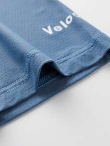 AHTELB 男士冰丝速干短袖T恤，夏季透气网眼运动上衣，清凉健身运动半袖T恤 - 霧霾藍 - 查看 5