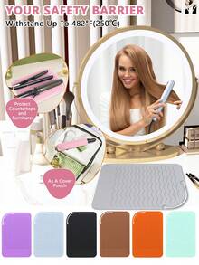 1pc Hot Styling Tool Mat, Universal Size Hair Straightener And Curling Iron Heat-Resistant Mat For Storage And Travel, Hot Styling Tool Mat, Heat Resistant Silicone Hair Styling Mat Storage Heat Insulation Pad For Hair Straighteners, Flat Irons, And Curling Irons, Protect Your Hair Styling Tools With This Non-Slip Silicone Heat Insulation Pad For Restaurant Hotel Commercial - Multicolor - View 8