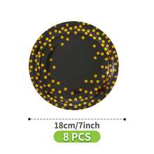 Black & Gold Polka Dot Disposable Plates, Napkins, Cups - 8 Guest Party Supplies Set, Suitable For Birthday, Wedding, Theme Party, Family Picnic - Multicolor - View 9