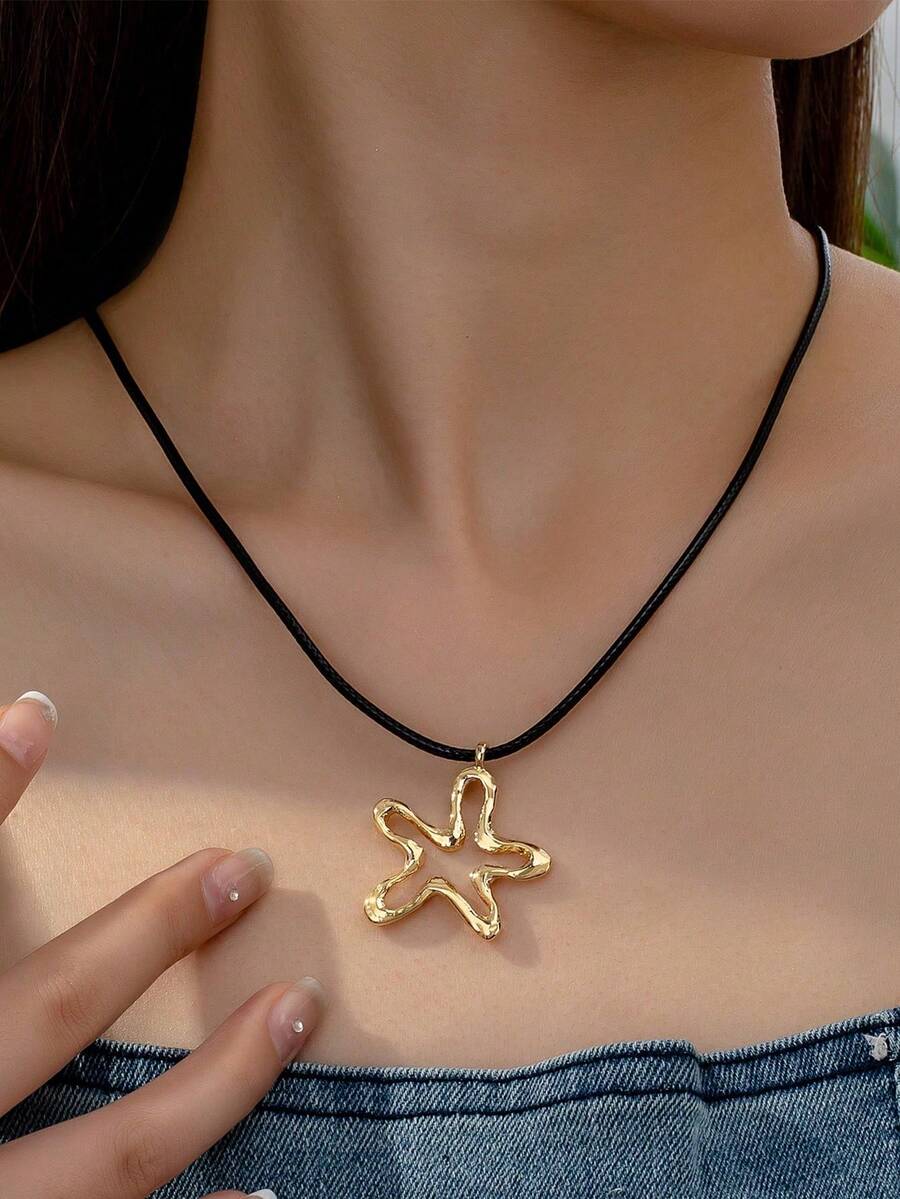 1 pieza Collar con colgante de estrella de mar con cordón - Dorado - Ver 1