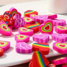 200/100/50pcs Love Eraser | Valentine's Day Eraser, 7 Styles Of Heart-Shaped, Synthetic Rubber Material, Pencil Eraser, Suitable For Classrooms, Valentine's Day Party Gifts, Family Learning Rewards - Love Donation - View 4