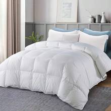 Twin Comforter,Filled With Feather And Down, White Duvet Insert Luxurious Hotel Collection Bed Blanket Comforter 100 Cotton Shell Twin Size 64x88 Inch - WhiteTwin - View 1