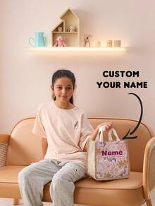 1pc Customized Name Cartoon Pony Pattern Small Handbag, Can Be Customized According To Your Unique Design, Perfect For Children, Print Your Own Name Or Print Your Sister's And Classmate's Name As A Gift To Give To Others - Multicolor - View 8