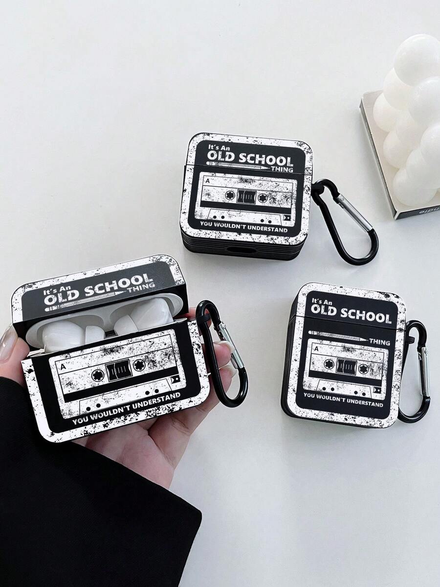 Retro Cassette Tape Bluetooth Headphone Case, WALKMAN Element Headphone Case, Y2K, Black Headphone Case With 1 Headphone Case Carabiner, Compatible With Headphone Case, Compatible With AirPod Case, Compatible With AirPods Pro (2nd Generation), Compatible With AirPods 3, Compatible With AirPods Pro, Compatible With AirPod 1/2, Compatible With AirPods 4, Compatible With AirPods Pro 3