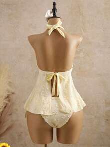 Bellisia Women's Relaxed Vacation Polka Textured Fabric Camisole Yellow Bikini Tankini Elegant Dress Women Beach Outfit Women's Beach Bikinis Summer 2026 Women's Summer Vacation, Graduation Season, Wedding Season, Back-To-School Season, Easter Season Party & Lunch Cute Casual Summer Camisole - Sweet,, Countryside Style Knit Texture, Ruffle Detail, Elastic Waist, Relaxed Hemline, High Low Design, Yellow Spaghetti Strap Tankini New Year's Wear Party A Numbered Women's Off--Neck And Backless Casual Vacation Topboho Easter Beach Outfits Hawaii Music Festival Tropical Vacation Yellow Bathing Suit Set Vintage Swimsuit Lemon Bathing Suit Lace Swimsuit Seashell Bathing Suit - 黃色 - 查看 6