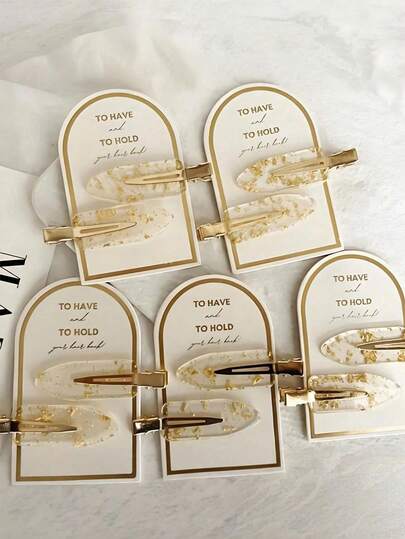 金色防弯折发夹，闪亮无痕新娘头饰，亮泽新娘伴娘发夹，婚礼配饰优雅发饰伴娘礼物，婚礼派对用品