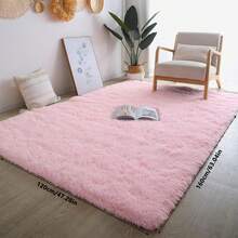 1 pieza Alfombra de lujo suave y esponjosa - Peluda, antideslizante, lavable a máquina, resistente a la decoloración, tacto suave, adecuada para sala de estar, dormitorio, decoración del hogar, decoración de la habitación, alfombra de acento, revestimiento de piso - Rosa Pálido - Ver 19