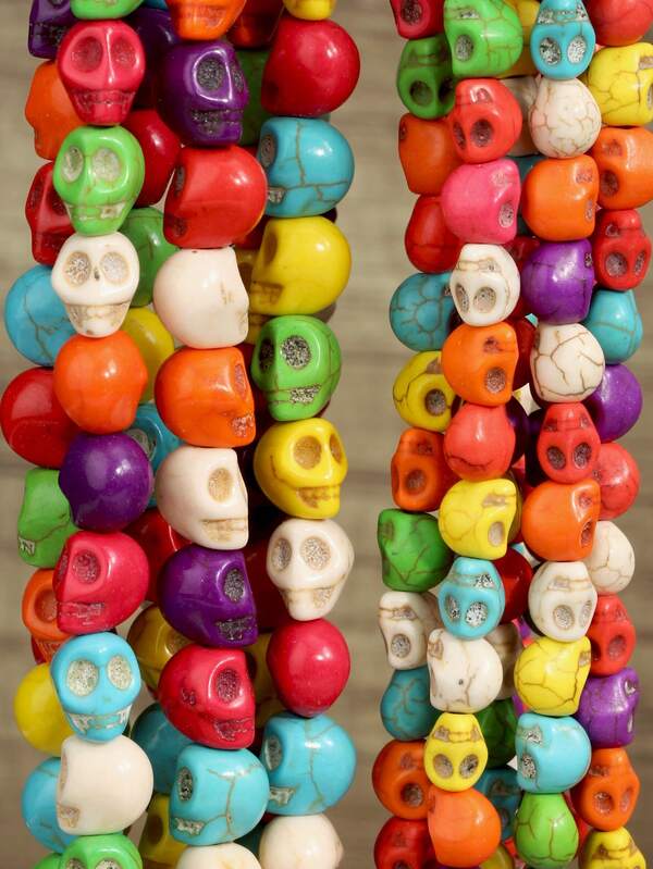 Boho Colourful Turquoise Skulls Beads For Jewellery Making-37/50pcs Small Skull Head Statue For DIY Bracelets And Necklaces, Ideal For Halloween, Christmas, Easter, Size 8/10mm