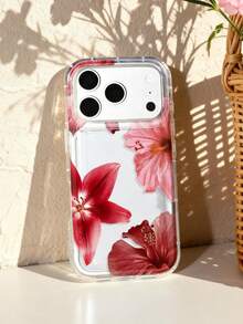 Flower 1pc Fresh Summer Floral Pattern Anti-Slip Transparent Air Cushion Soft Phone Case Compatible With Iphone 11/12/13/14/15/16/17 Pro Max - Multicolor - View 4