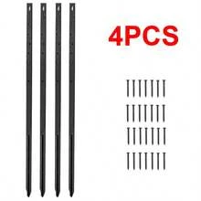 2/4PCS Heavy Duty Fence Post Anchor Repair Kit Support Wood Pile Metal Ground Spike - Black - View 8
