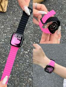 1pc Unisex Silicone Magnetic Watch Band, Compatible With Apple Watch 42mm, 38mm, 40mm, 41mm, 44mm, 45mm, 46mm, 49mm, Fashionable Smart Watch Replacement Strap, Suitable For Ultra2, Ultra SE2, SE 11, 10, 9, 8, 7, 6, 5, 4, 3, 2, 1 Series, Can Be Used As Student Back-To-School Gift - Multicolor - View 8