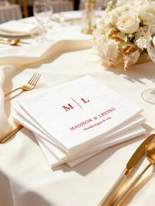 10-200 Customized Wedding Cocktail Napkins, Made Of High-Quality Paper, 3-Ply White Disposable Napkins, Suitable For Weddings, Bars, Bridal Showers, Engagement Parties, Ideal Party Decorations, Personalized Gift, Anniversary - Multicolor - View 4