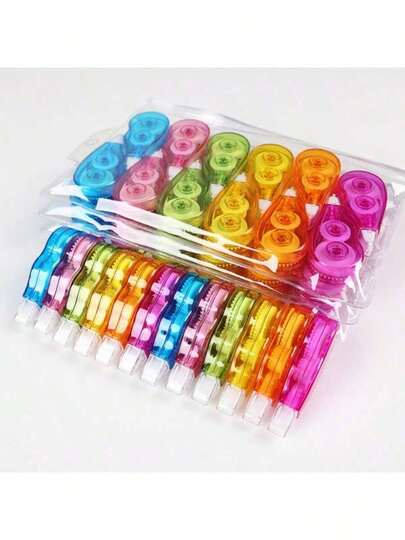 6/12pcs Mini Rainbow Correction Tapes, Instant Correction, Suitable For School, Office, Home Use, Back To School Season