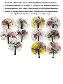 12支白色心形空白纸扇，欧式婚礼用品，DIY派对用品，心形扇，广告扇，礼品 - 花鳥扇隨機圖案 - 查看 6