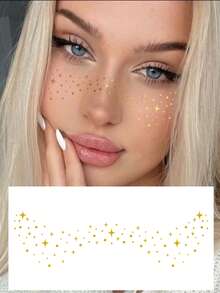 Gold Glitzer Gesichts-Juwelen Aufkleber, Gold Folie Schmetterling Herz Stern Mond Sommersprossen Designs, Y2K temporäre Fake Tattoos, zum Selbermachen für Karneval, Musikfestivals, Valentinstag, Partys, Feiertage, geeignet für Finger, Ohren, Schultern, Hals, Schlüsselbein, kleine Körperstellen - Gold - Übersicht 6